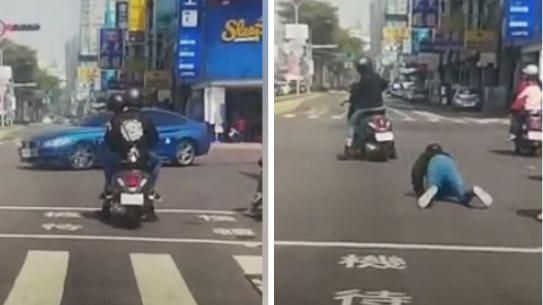 影／女孩坐機車滑手機！一起步慘仆街