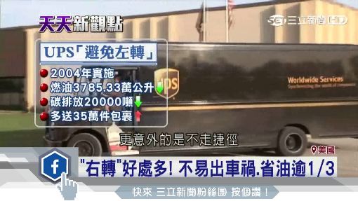 省油密技"不左轉" UPS年減2萬噸CO2