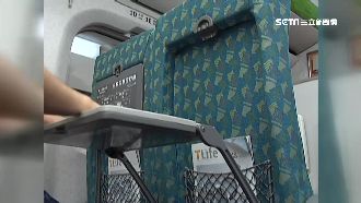 大叔雙腳騰空　「漂浮」坐高鐵餐桌