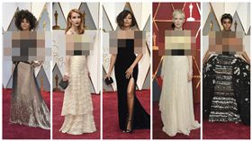 奧斯卡,星光大道,露奶博版面。（合成圖／美聯社／達志影像）