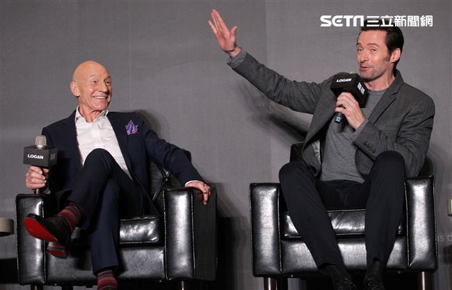 「金鋼狼」休傑曼克、X教授派屈克史都華，訪台記者會。（記者邱榮吉/攝影）