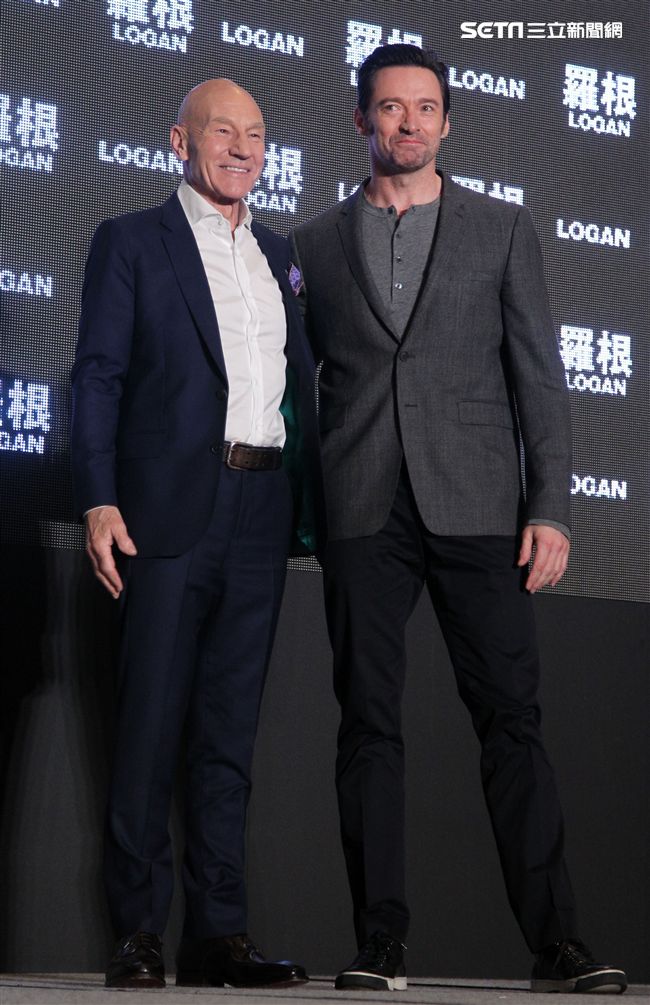 「金鋼狼」休傑曼克、X教授派屈克史都華，訪台記者會。（記者邱榮吉/攝影）