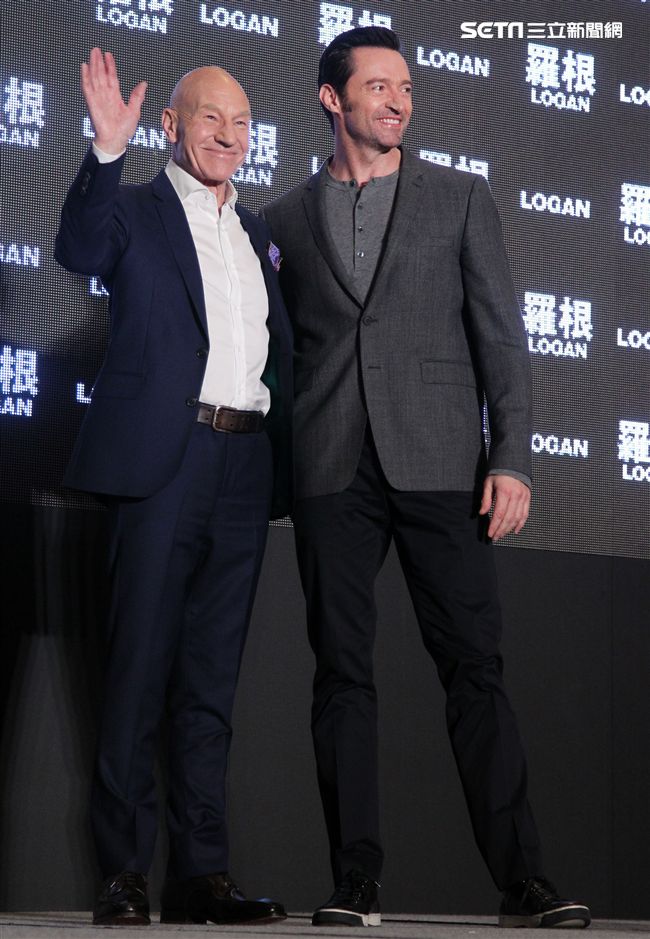 「金鋼狼」休傑曼克、X教授派屈克史都華，訪台記者會。（記者邱榮吉/攝影）