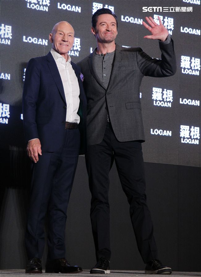 「金鋼狼」休傑曼克、X教授派屈克史都華，訪台記者會。（記者邱榮吉/攝影）