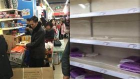 樂天瑪特超市商品被大陸民眾掃光／合成圖／江蘇網