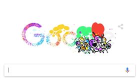 Google Doodle_印度撒紅節（圖／翻攝自Google）