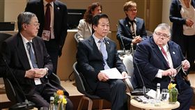 中國大陸財政部部長肖捷（前排中）參加G20財長會議。（圖／翻攝自中國財政部官網）