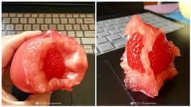  番茄裡有草莓 圖翻攝自王小文superwen　微博 http://www.weibo.com/5529488225/EB77K4UsO?from=page_1005055529488225_profile&wvr=6&mod=weibotime