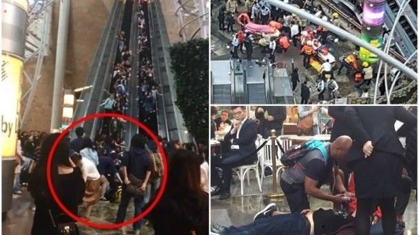 香港旺角手扶梯故障　人疊人摔成一團