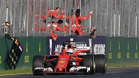 ▲Vettel及法拉利車隊（圖／美聯社／達志影像）