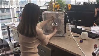 吃貨姐又有新招　辦公室內自製烤箱