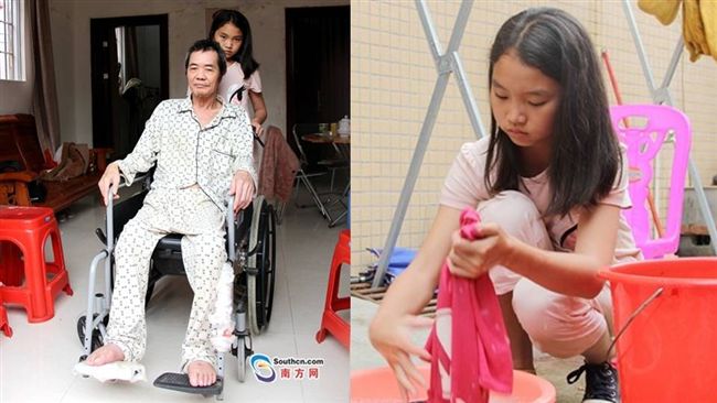 拒親爹娘　11歲女童照顧癱養父報恩