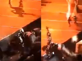 周杰倫在演唱會途中慘摔。（合成圖／翻攝自周杰倫臉書）