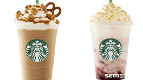 統一星巴克推出新口味星冰樂。米花索(Me Fa So)星冰樂、草莓YES!星冰樂（圖／星巴克提供）