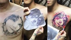 熱戀時男子刺女友圖像，分手後，把女友變成狗頭！（圖／翻攝網路）