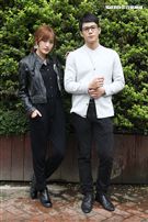 喬殷浩‧喬妹與性感女神梁以辰，拍攝意外車禍驚險場景。（記者邱榮吉/攝影）