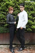 喬殷浩‧喬妹與性感女神梁以辰，拍攝意外車禍驚險場景。（記者邱榮吉/攝影）