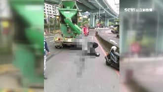 視線死角釀禍！騎士遭混凝土車輾斷腿