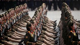 北韓太陽節大閱兵。（圖／路透社／達志影像）