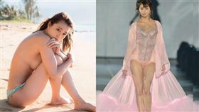 日本女星大川藍長相甜美，去人氣大爆發擔任時尚秀內衣主秀，眼神到位氣勢十足。（組合圖／翻攝自大川藍推特、Modelpress）