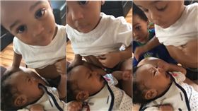 兄妹,哺乳,哭鬧,嬰兒,紐約,掀衣,母乳,奶頭/YouTube