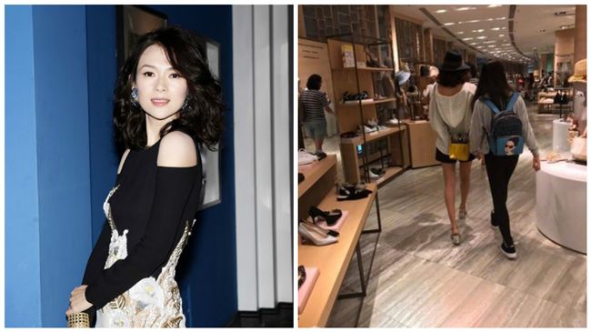 章子怡曬細直鉛筆腿　摟繼女親密逛街