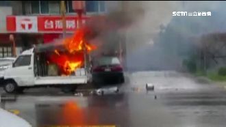 目擊火燒車放慢速　騎士反應不及慘摔