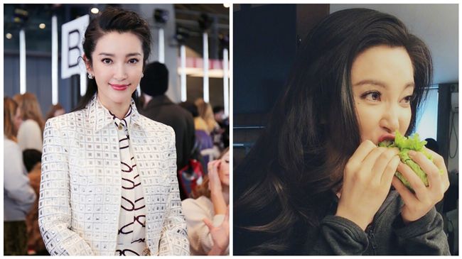 李冰冰大口吃菜　豪邁吃相依舊美麗