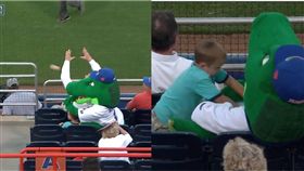 棒球,棒球賽,吉祥物,界外球,高飛球,CPR,急救,佛羅里達大學　圖／翻攝自推特
