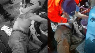 酒酣耳熱之際…武士刀直插阿伯後背