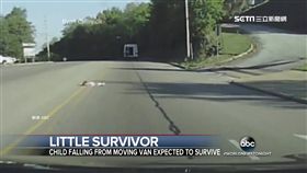 家有小朋友的父母，只要帶小朋友搭車，一定「不能嫌麻煩」，美國阿肯色州公路上出現驚險一幕，一輛巴士開著開著，後門突然打開，甩出一個4歲女童，她在馬路上動彈不得，嚇得後方車主趕緊衝下來救人，而且他還正好是一名義消。
