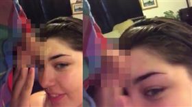 睪丸,蛋蛋,化妝,彩妝,少女,惡作劇,玩笑,粉撲,驚人,Johnna Hines,瓊娜‧希尼斯,Damon Richards,Manny Mua,Bretman Rock,影片,新奇,情侶,情趣-▲圖／翻攝自twitter