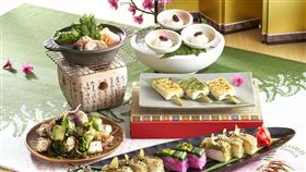 ▲近畿料理箱壽司、田樂燒、櫻豆腐佐蜜紅豆。（圖／欣葉提供）