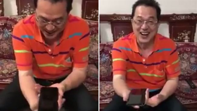 爸爸收到i7超爽　網友看影片跟著笑
