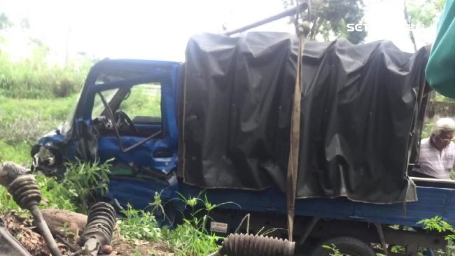 兩車對撞　貨車載10學生掉進鳳梨田
