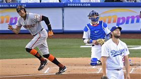 ▲巨人Hunter Pence從柯蕭手中擊出全壘打。（圖／美聯社／達志影像）