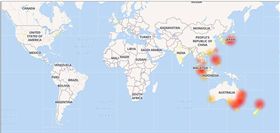 #facebookdown　臉書掛點地圖　翻攝網路