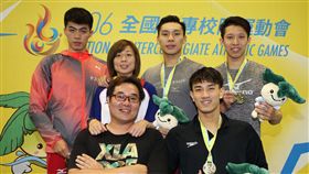 ▲林建良（左一）、黃硯歆、安廷耀與王郁濂組成的輔大接力隊打破國家隊在仁川亞運創的全國紀錄。（圖／全大運大會提供）