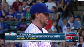 小熊隊的投手John Lackey吃小孩（圖／翻攝自MLB Insider Dinger 推特）