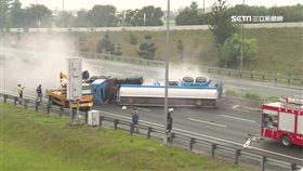 國道1號,車禍,意外,化學槽車,翻覆,鹽酸,污染