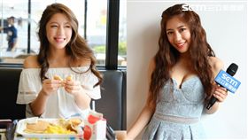 ▲辜莞允一襲水藍色低胸洋裝登場，她的寫真尺度誠意十足。（組合圖／尖端出版提供／龐文宏攝影）
