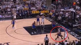 Dewayne Dedmon疑似攻擊Stephen Curry膝蓋（圖／翻攝自YouTube）