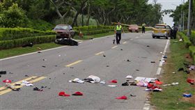 金門縣金城鎮環島南路小西門段，27日發生1起死亡車禍，父子雙亡。（圖／警方提供／中央社）