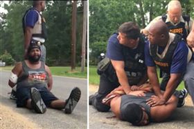 這名叫Cory Godbolt的男子因涉嫌稍早的槍擊案，在逃離時遭警方逮捕。（圖／翻攝自推特）