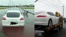 雲林元長淹水，保時捷硬闖結果卡住／聯結車大貨車大客車拉拉隊運輸業照片影片資訊分享團臉書