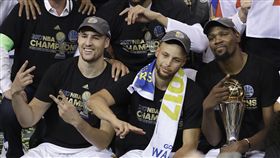 ▲湯普森、柯瑞與KD。（圖／美聯社／達志影像）