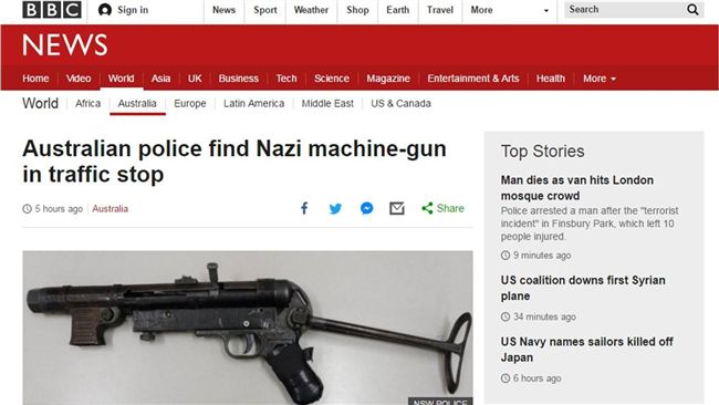 澳警設站臨檢　竟搜出一把納粹衝鋒槍