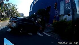 邱男休旅車直接撞上對向的翁姓女騎士。（圖／翻攝畫面）