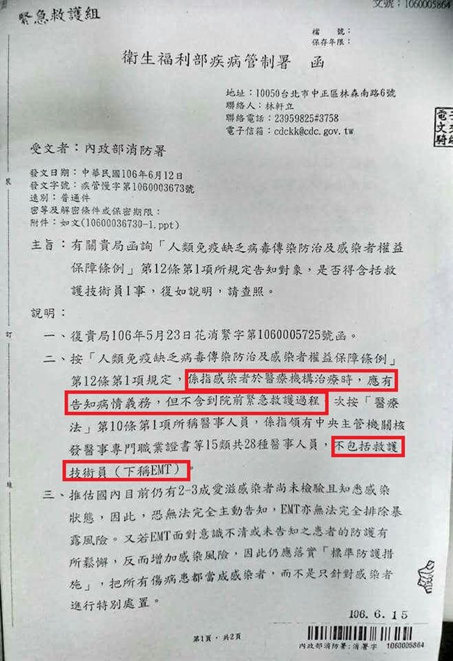 救護員不算醫事人員　消防署：不認同