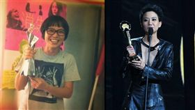 盧凱彤（右）得獎後感謝老婆余靜萍支持。（組合圖／記者邱榮吉攝影、翻攝自余靜萍微博）